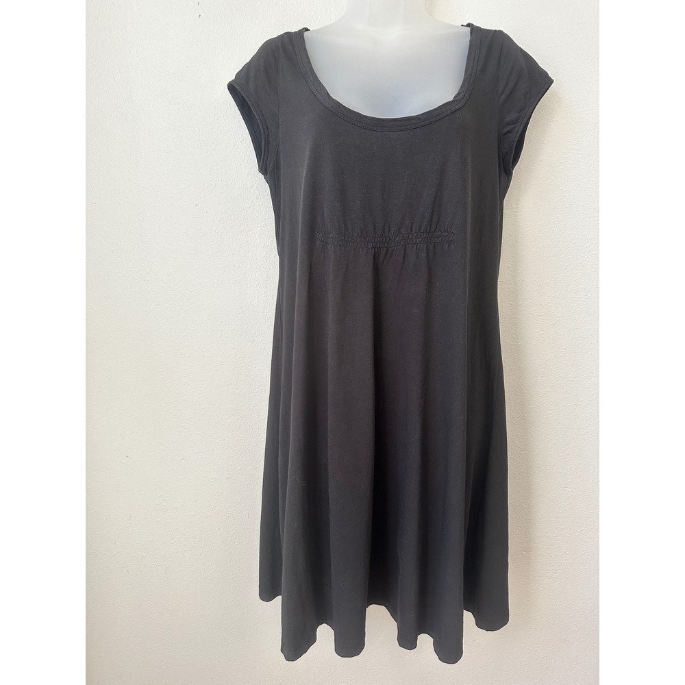 Theory Womens Black Cap Sleeve Empire Waist Scoop Neck Mini Jersey Dress Size M
